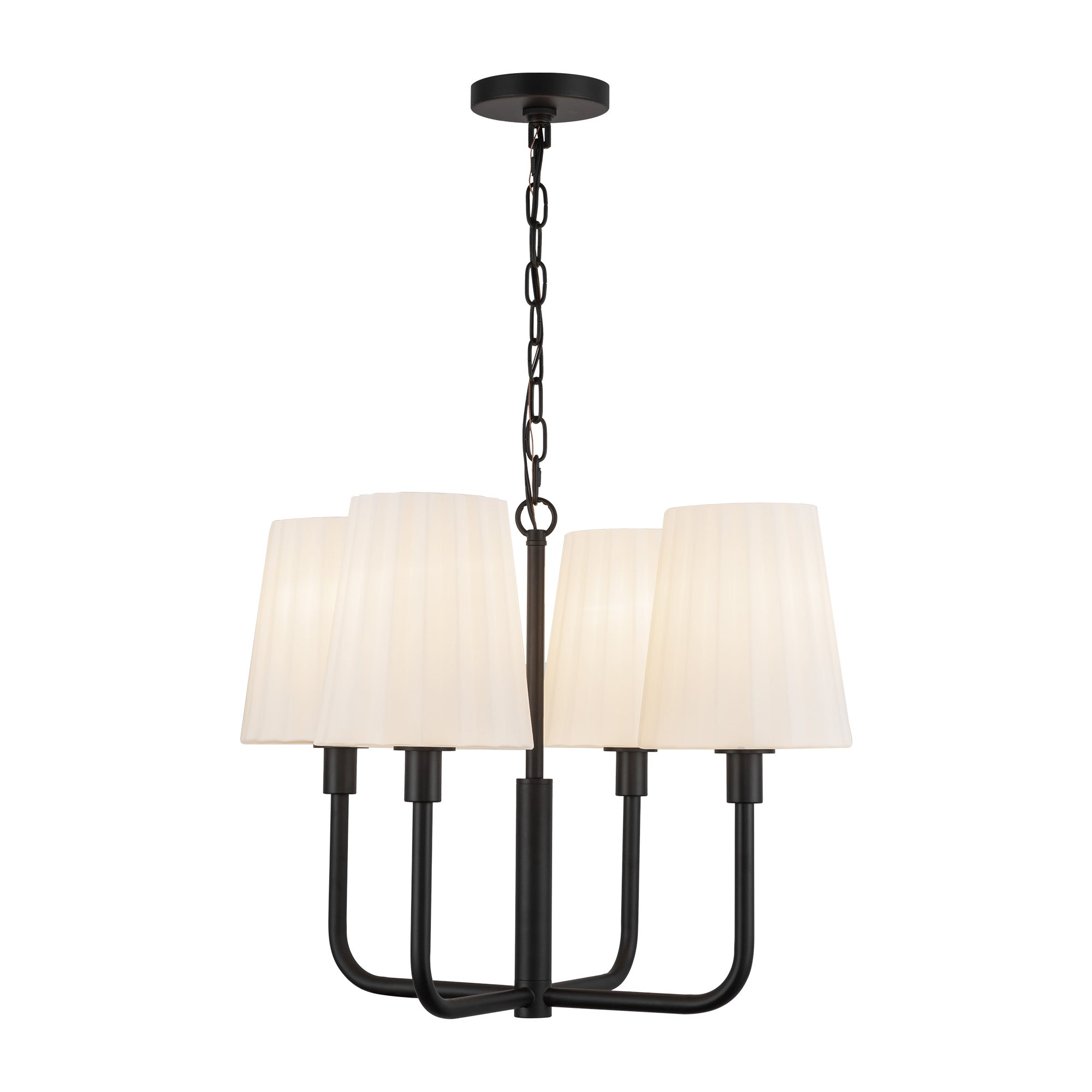 Plisse 23-in Matte Black/Opal Matte Glass 4 Lights Chandelier by Alora Lighting | CH628423MBOP | Alora Lighting