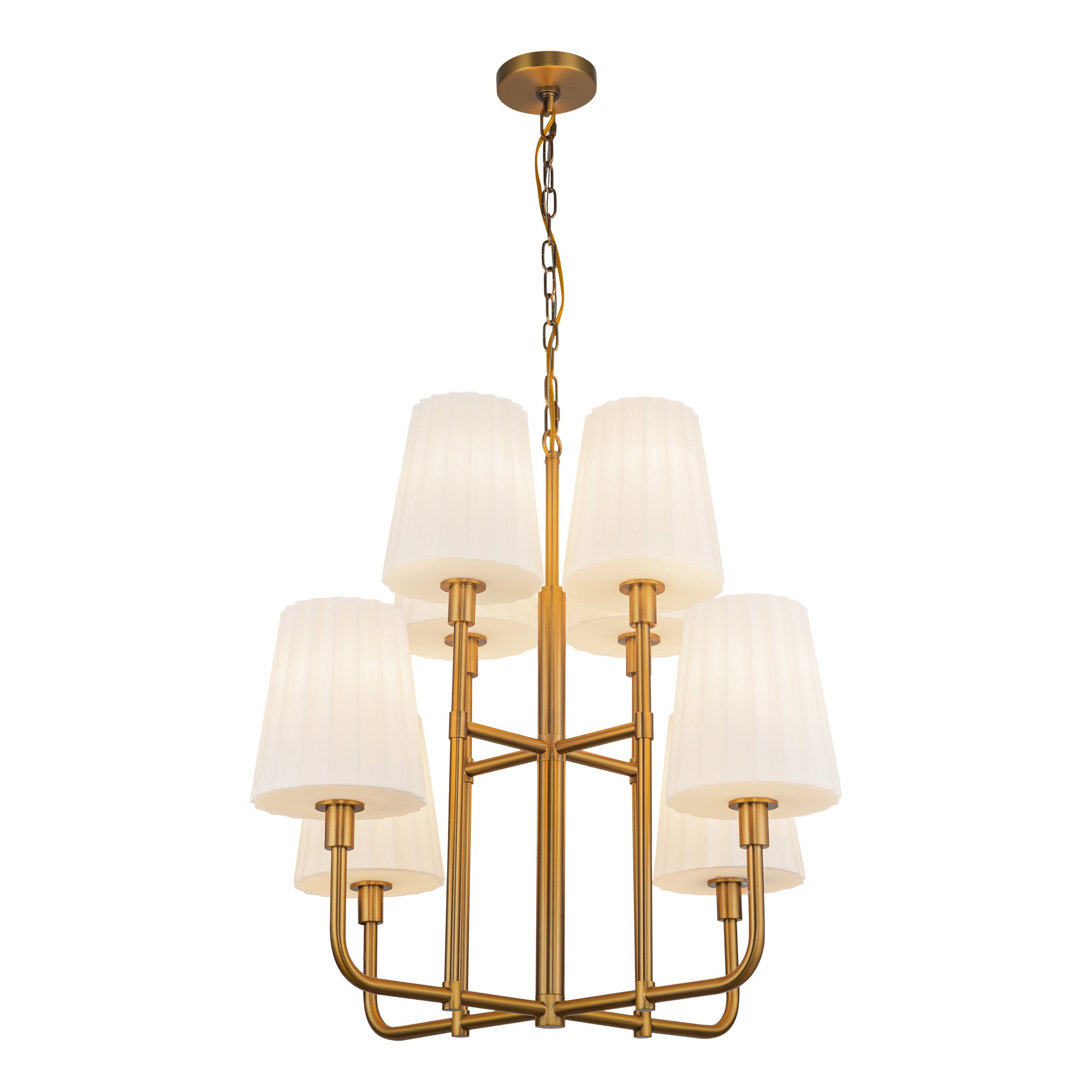 Plisse 30-in Aged Gold/Opal Matte Glass 8 Lights Chandelier by Alora Lighting | CH628830AGOP | Alora Lighting