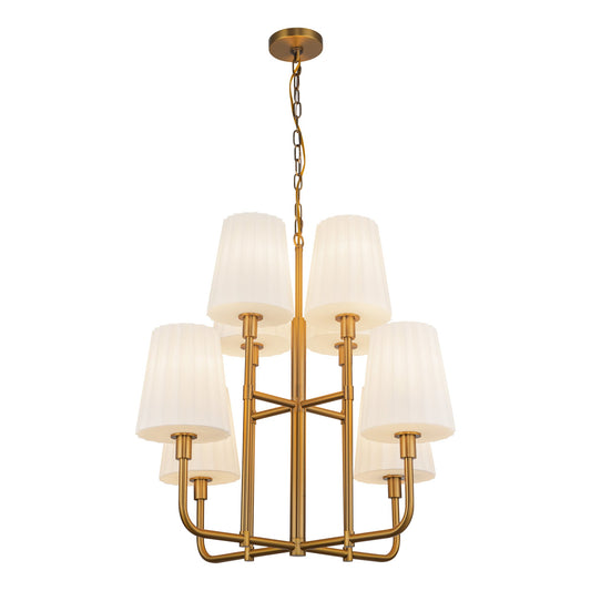 Plisse 30-in Aged Gold/Opal Matte Glass 8 Lights Chandelier by Alora Lighting | CH628830AGOP | Alora Lighting