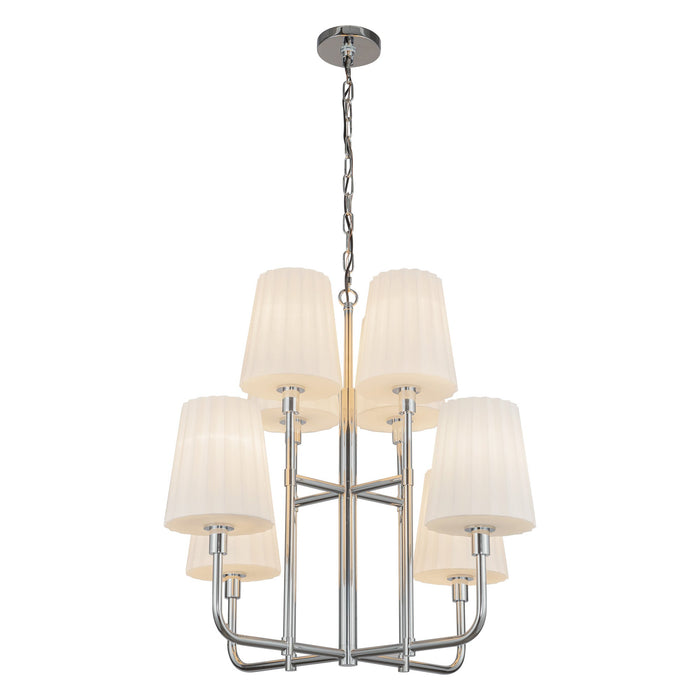 Plisse 30-in Chrome/Opal Matte Glass 8 Lights Chandelier by Alora Lighting | CH628830CHOP | Alora Lighting