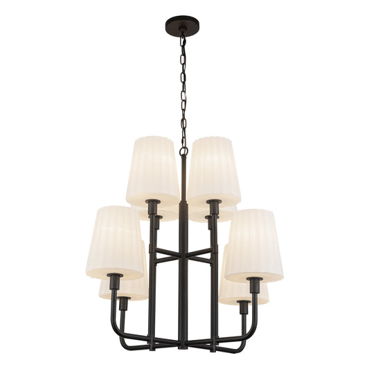 Plisse 30-in Matte Black/Opal Matte Glass 8 Lights Chandelier by Alora Lighting | CH628830MBOP | Alora Lighting