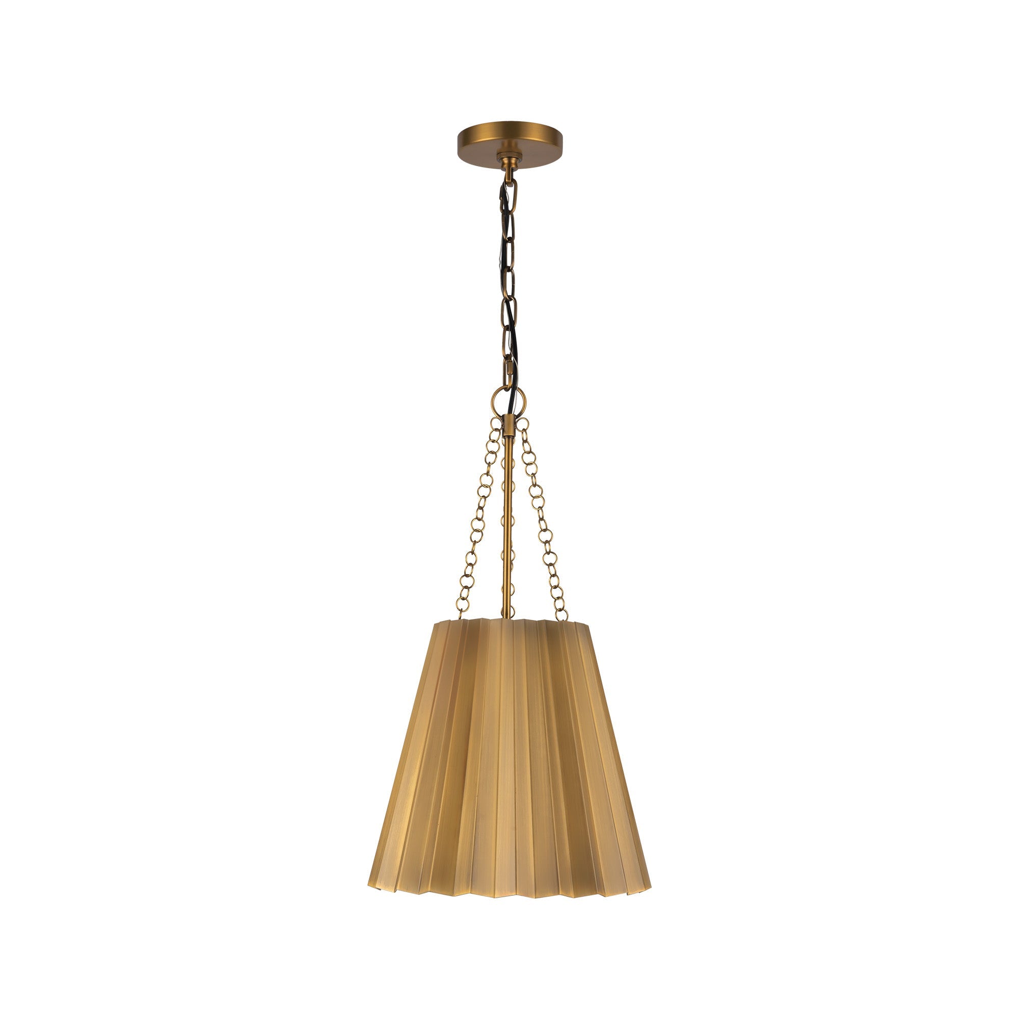 Plisse 12-in Aged Gold 1 Light Pendant by Alora Lighting | PD528012AG | Alora Lighting
