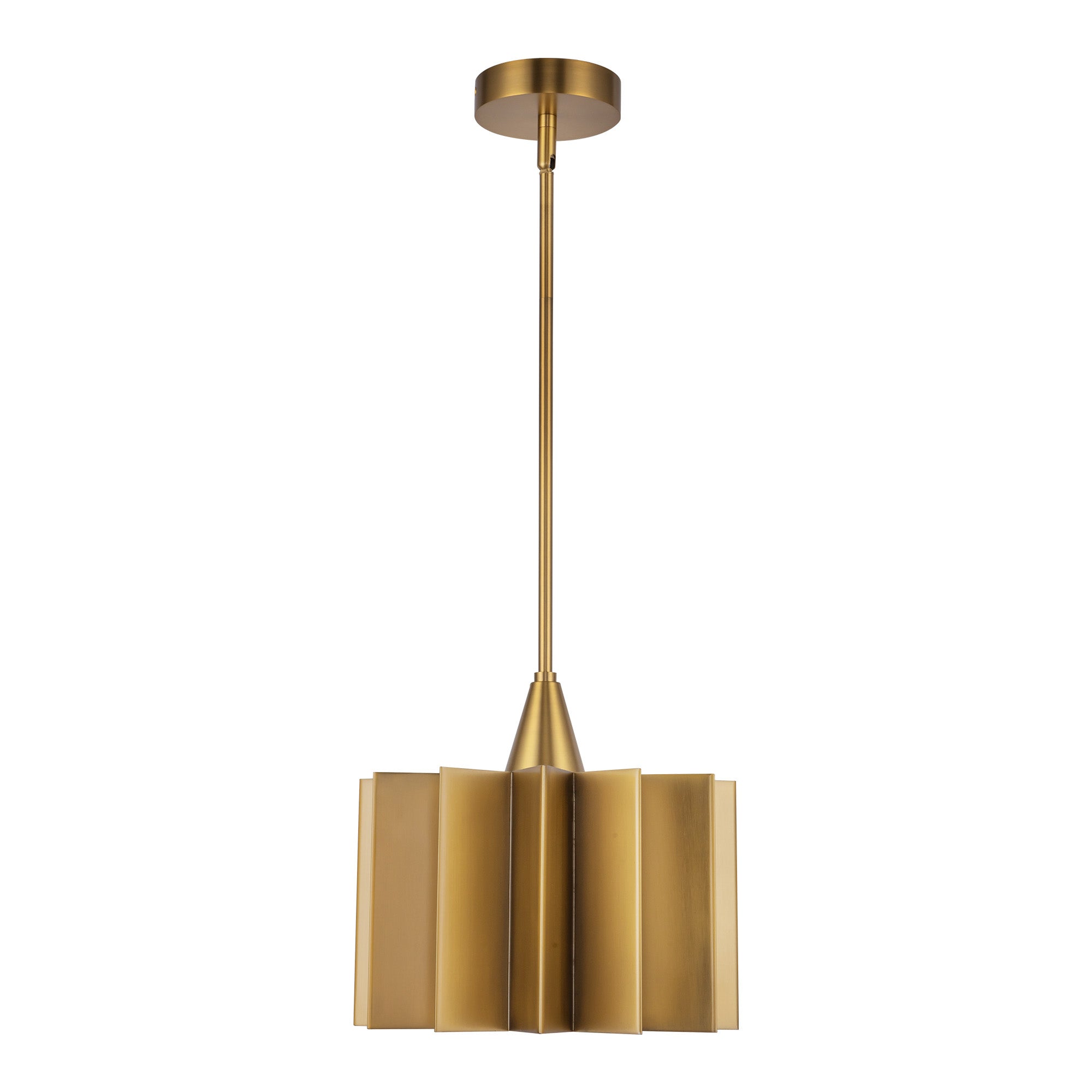 Plisse 12-in Aged Gold 1 Light Pendant by Alora Lighting | PD528412AG | Alora Lighting