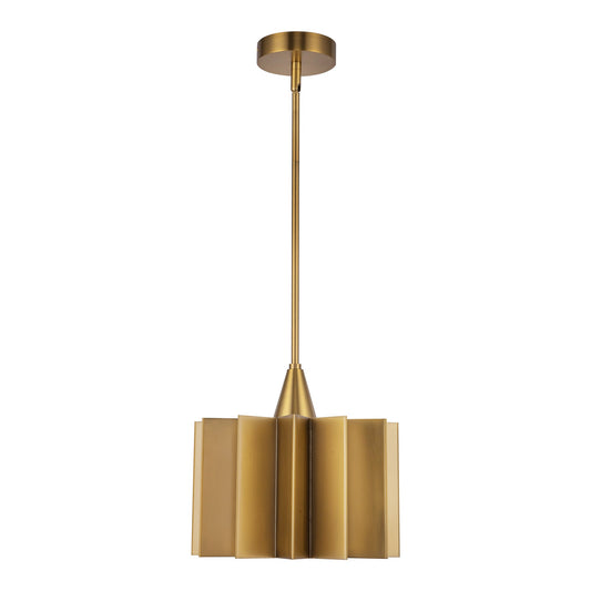 Plisse 12-in Aged Gold 1 Light Pendant by Alora Lighting | PD528412AG | Alora Lighting