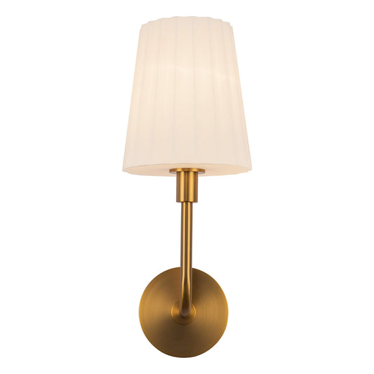 Plisse 7-in Aged Gold/Opal Matte Glass 1 Light Wall/Vanity by Alora Lighting | WV628107AGOP | Alora Lighting