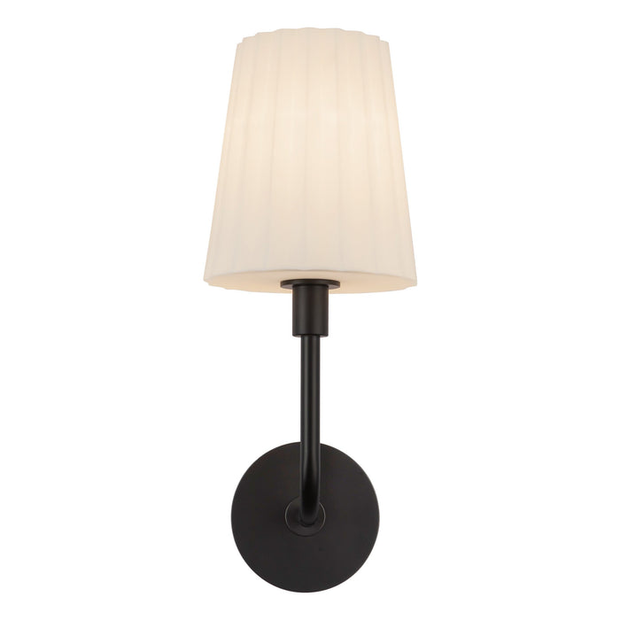 Plisse 7-in Matte Black/Opal Matte Glass 1 Light Wall/Vanity by Alora Lighting | WV628107MBOP | Alora Lighting