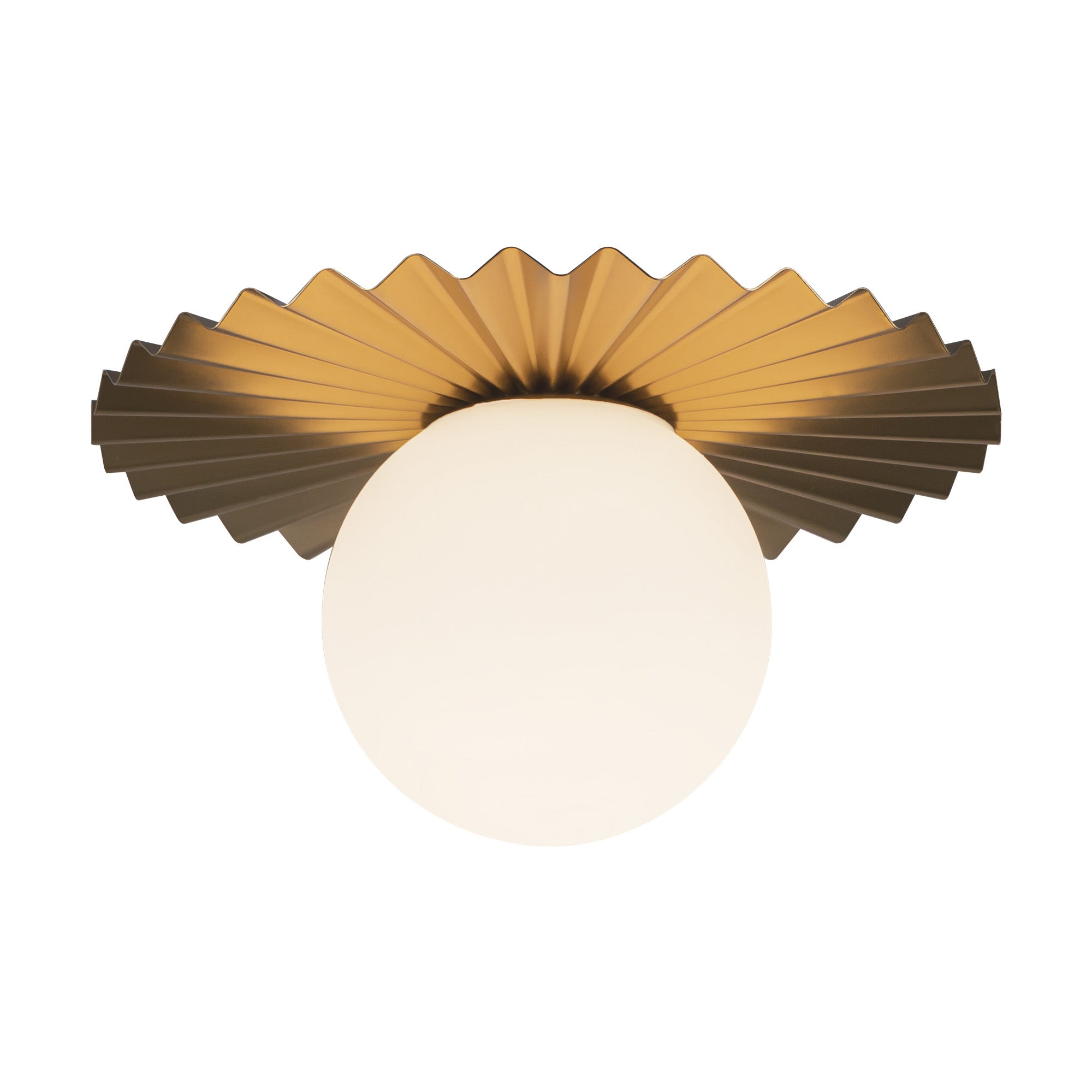 Plume 12-in Brushed Gold/Opal Matte Glass 1 Light Flush Mount by Alora Lighting | FM501212BGOP | Alora Lighting
