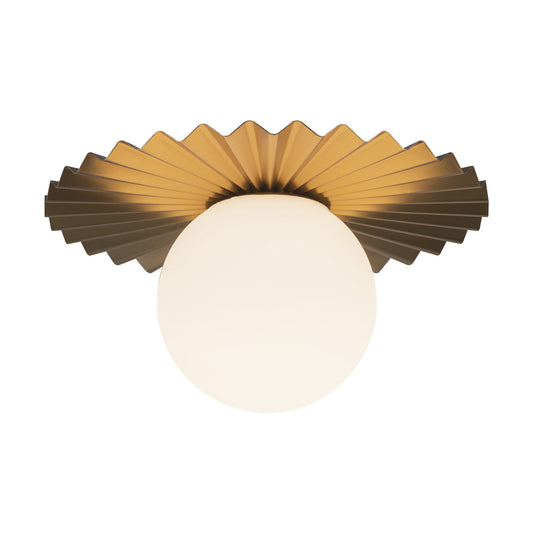 Plume 12-in Brushed Gold/Opal Matte Glass 1 Light Flush Mount by Alora Lighting | FM501212BGOP | Alora Lighting