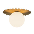 Load image into Gallery viewer, Plume 14-in Brushed Gold/Opal Matte Glass 1 Light Flush Mount by Alora Lighting | FM501214BGOP | Alora Lighting
