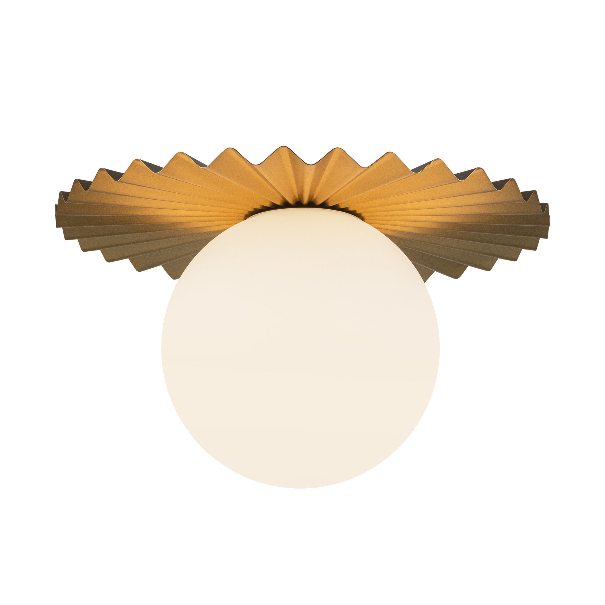 Plume 14-in Brushed Gold/Opal Matte Glass 1 Light Flush Mount by Alora Lighting | FM501214BGOP | Alora Lighting