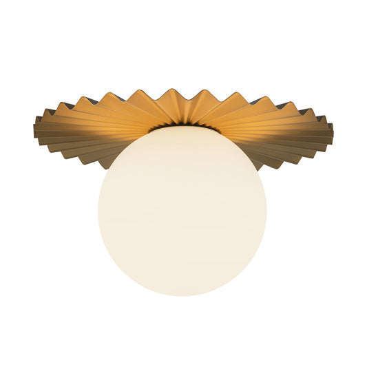 Plume 14-in Brushed Gold/Opal Matte Glass 1 Light Flush Mount by Alora Lighting | FM501214BGOP | Alora Lighting
