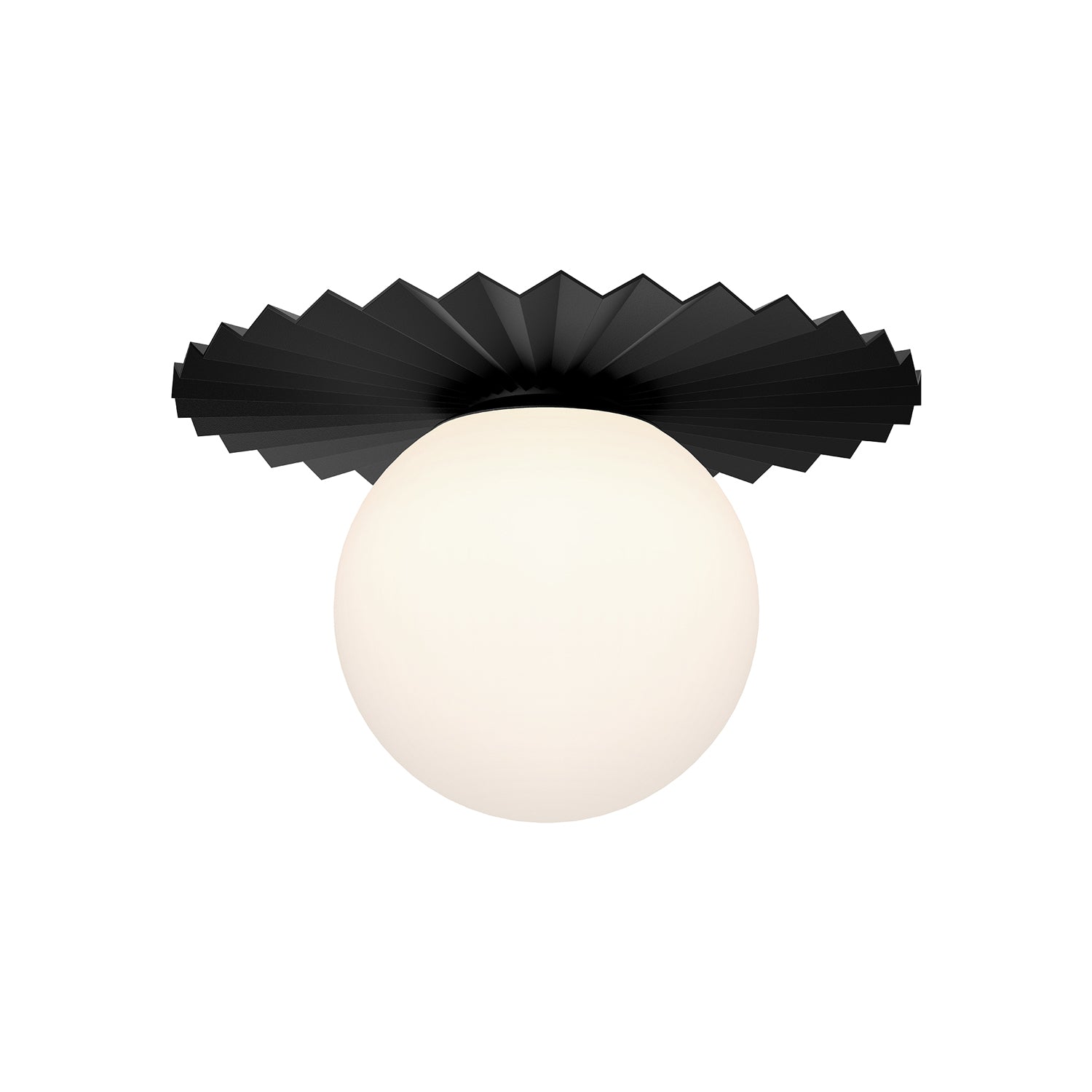 Plume 14-in Matte Black/Opal Matte Glass 1 Light Flush Mount by Alora Lighting | FM501214MBOP | Alora Lighting