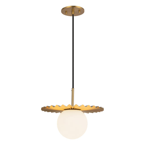 Plume 12-in Brushed Gold/Opal Matte Glass 1 Light Pendant by Alora Lighting | PD501212BGOP | Alora Lighting