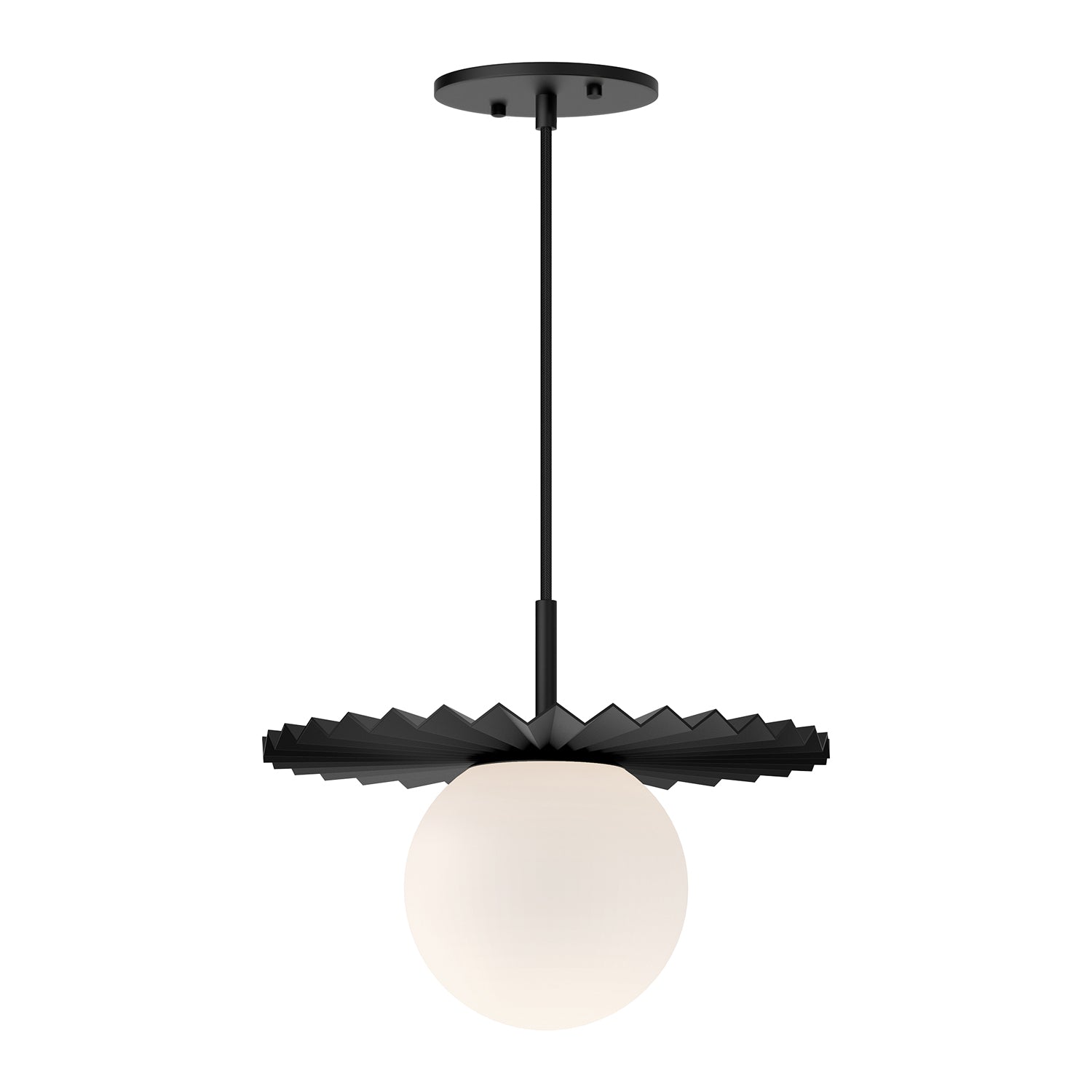 Plume 12-in Matte Black/Opal Matte Glass 1 Light Pendant by Alora Lighting | PD501212MBOP | Alora Lighting