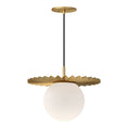 Load image into Gallery viewer, Plume 14-in Brushed Gold/Opal Matte Glass 1 Light Pendant by Alora Lighting | PD501214BGOP | Alora Lighting

