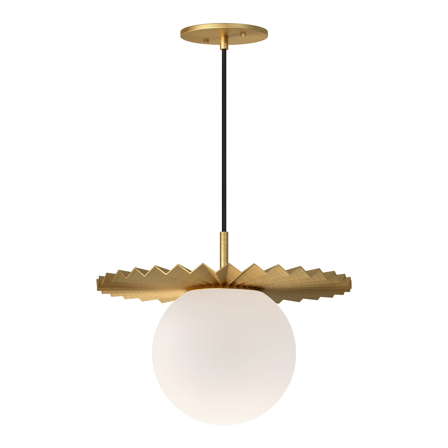 Plume 14-in Brushed Gold/Opal Matte Glass 1 Light Pendant by Alora Lighting | PD501214BGOP | Alora Lighting
