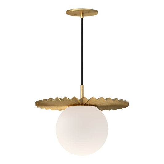 Plume 14-in Brushed Gold/Opal Matte Glass 1 Light Pendant by Alora Lighting | PD501214BGOP | Alora Lighting