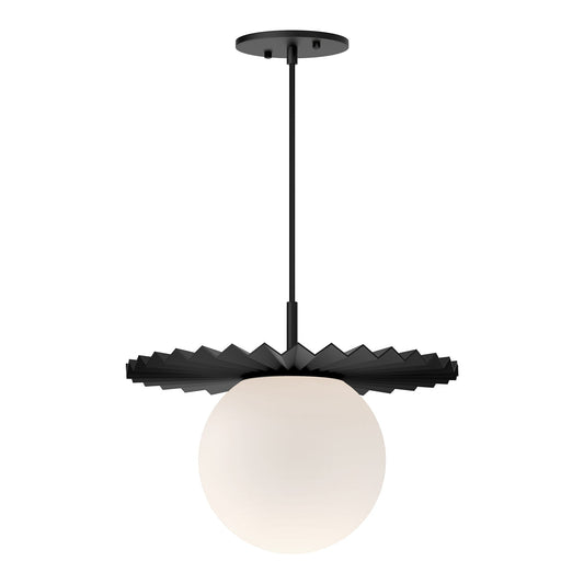 Plume 14-in Matte Black/Opal Matte Glass 1 Light Pendant by Alora Lighting | PD501214MBOP | Alora Lighting