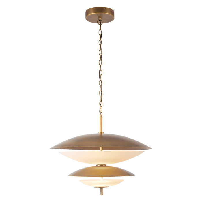 Prescott 24-in Vintage Brass Dimmable LED Chandelier with Opal Matte Glass