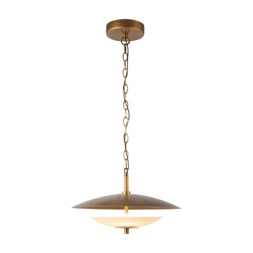 Prescott 16-in Vintage Brass Dimmable LED Pendant with Opal Matte Glass
