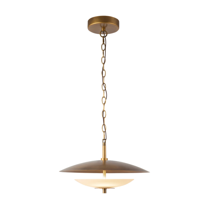 Prescott 16-in Vintage Brass Dimmable LED Pendant with Opal Matte Glass