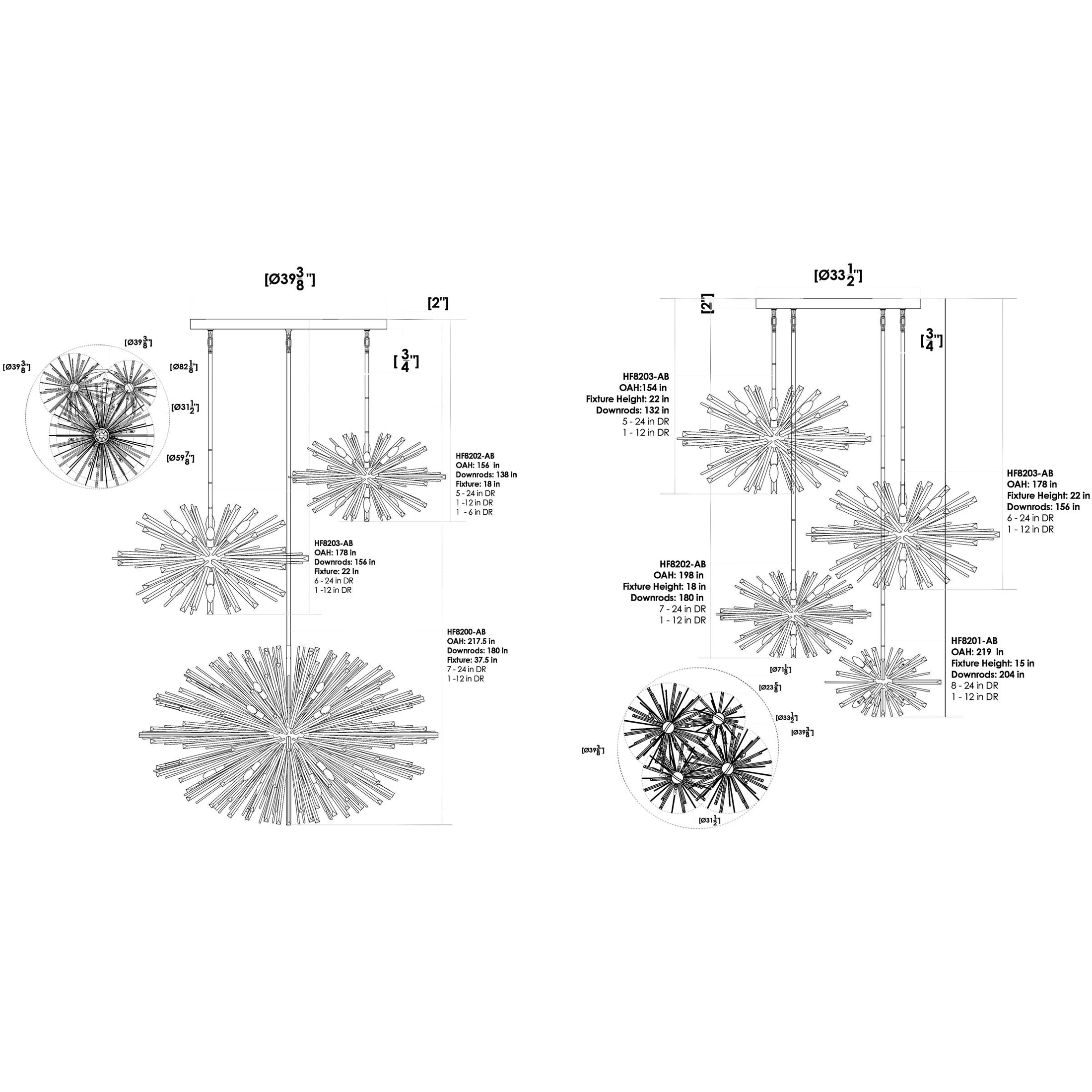 Palisades Multi Light Pendant Diagram