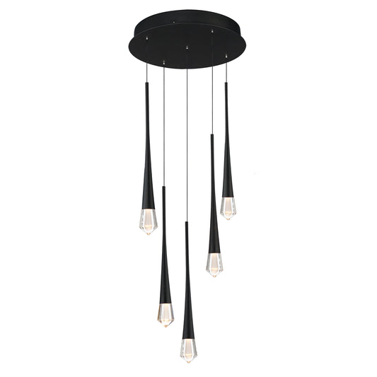 Pierce LED 5 Light Pendant - Black