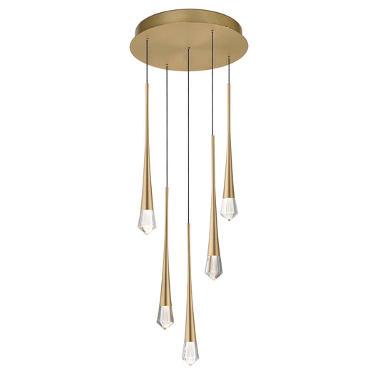 Pierce LED 5 Light Pendant - Gold