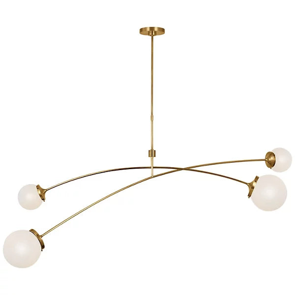 Prescott Linear Suspension Brass/White Glass