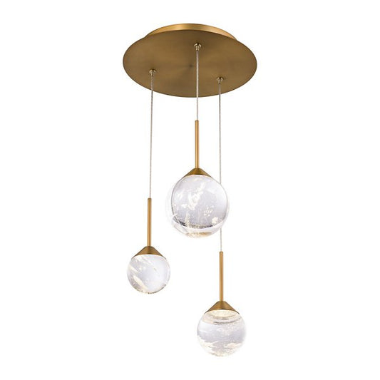 Quest LED Multi-Light Pendant Aged Brass 3 Light