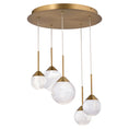 Load image into Gallery viewer, Quest LED Multi-Light Pendant Aged Brass 5 Light
