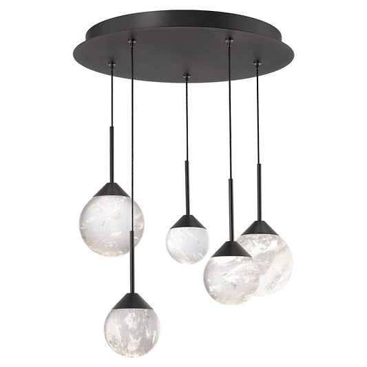 Quest LED Multi-Light Pendant Black 7 Light