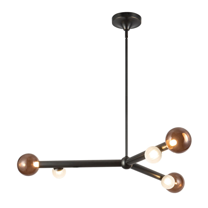 Reese 41-in Urban Bronze Dimmable LED Chandelier with Amber Glass