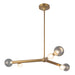 Reese 41-in Vintage Brass Dimmable LED Chandelier with Smoked Glass