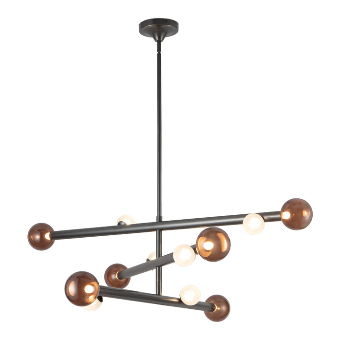 Reese 48-in Urban Bronze Dimmable LED Chandelier with Amber Glass