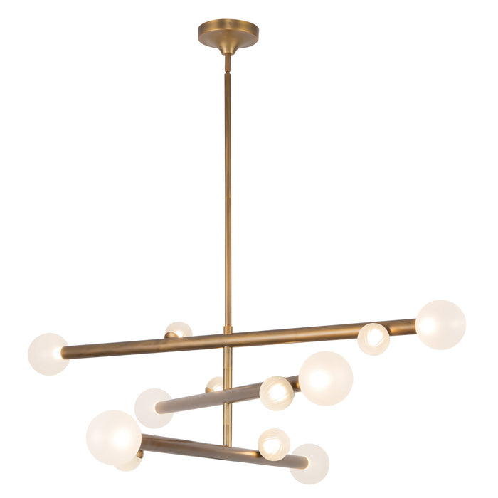 Reese 48-in Vintage Brass Dimmable LED Chandelier with Opal Glass