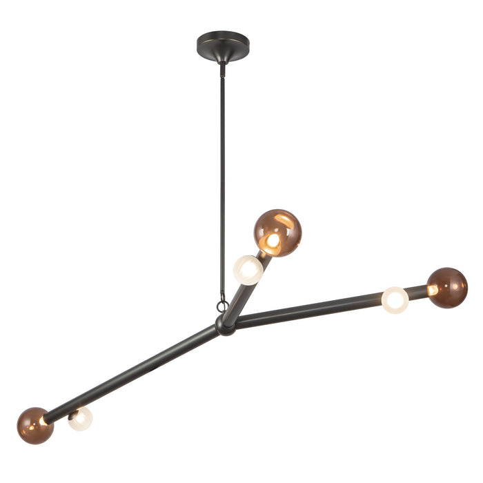 Reese 53-in Urban Bronze Dimmable LED Chandelier with Amber Glass