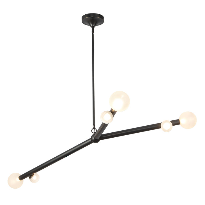 Reese 53-in Urban Bronze Dimmable LED Chandelier with Opal Glass
