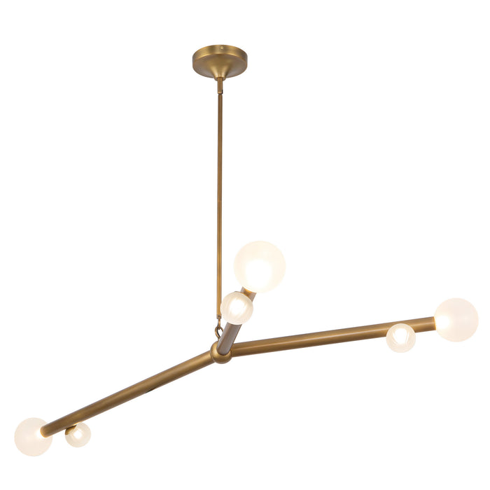 Reese 53-in Vintage Brass Dimmable LED Chandelier with Opal Glass