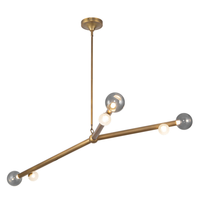 Reese 53-in Vintage Brass Dimmable LED Chandelier with Smoked Glass