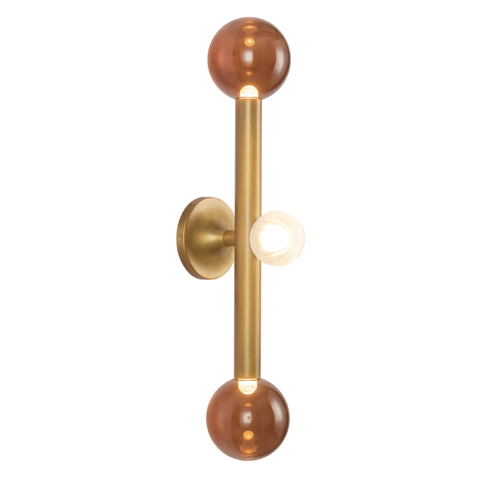 Reese 23-in Vintage Brass Dimmable LED Vanity Light with Amber Glass