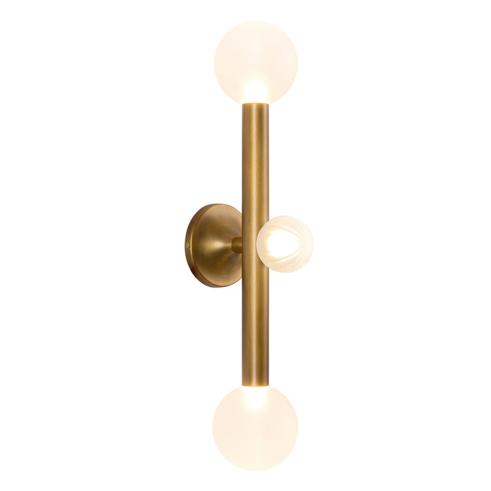 Reese 23-in Vintage Brass Dimmable LED Vanity Light with Opal Glass