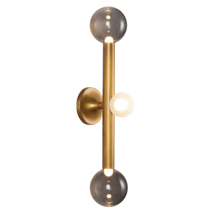 Reese 23-in Vintage Brass Dimmable LED Vanity Light with Smoked Glass