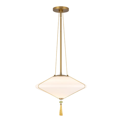 Reeve 15-in Brushed Gold Pendant with Opal Glass