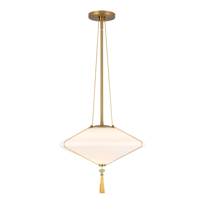 Reeve 15-in Brushed Gold Pendant with Opal Glass