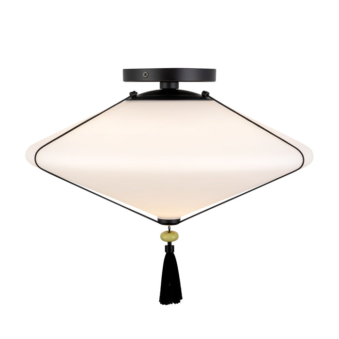 Reeve 15-in Matte Black Flush Mount with Opal Glass