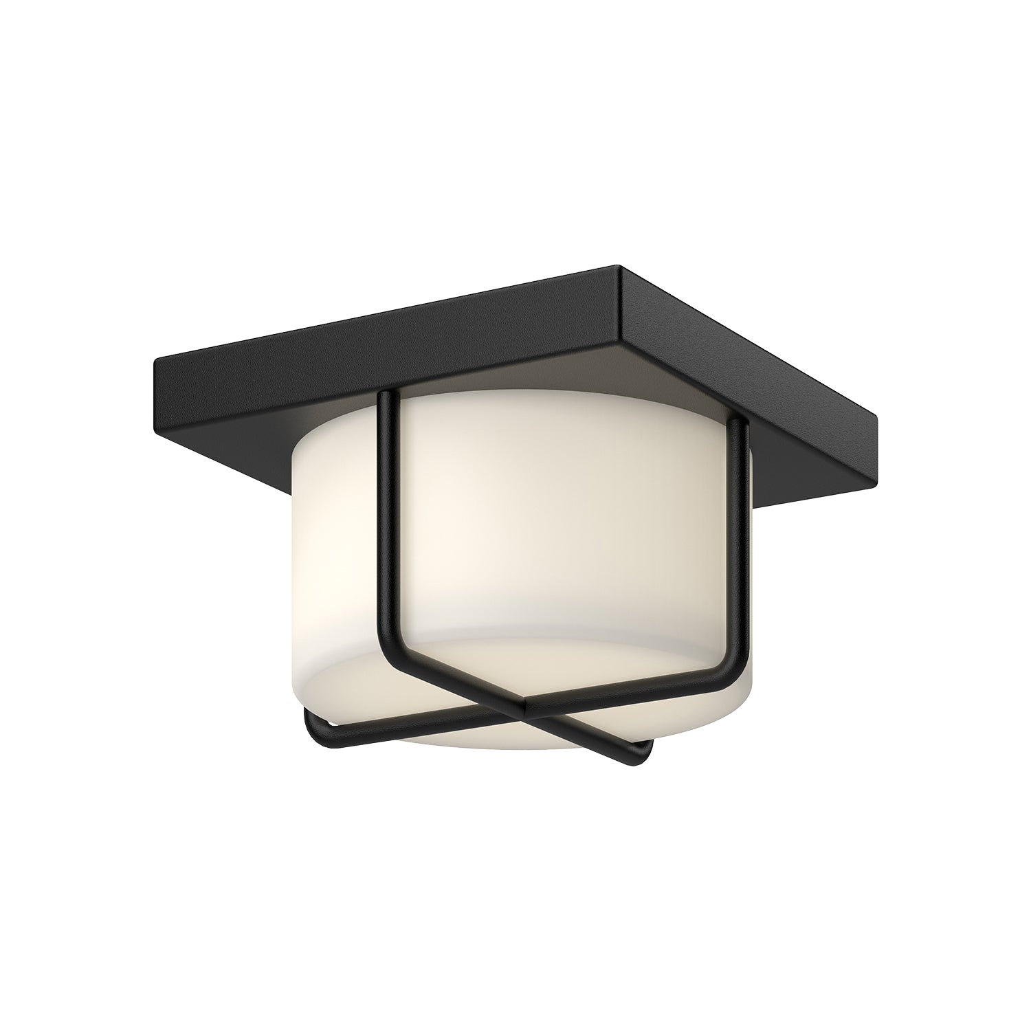 Regalo LED Flush Mount in Black/Opal Glass Finish | Kuzco Lighting
