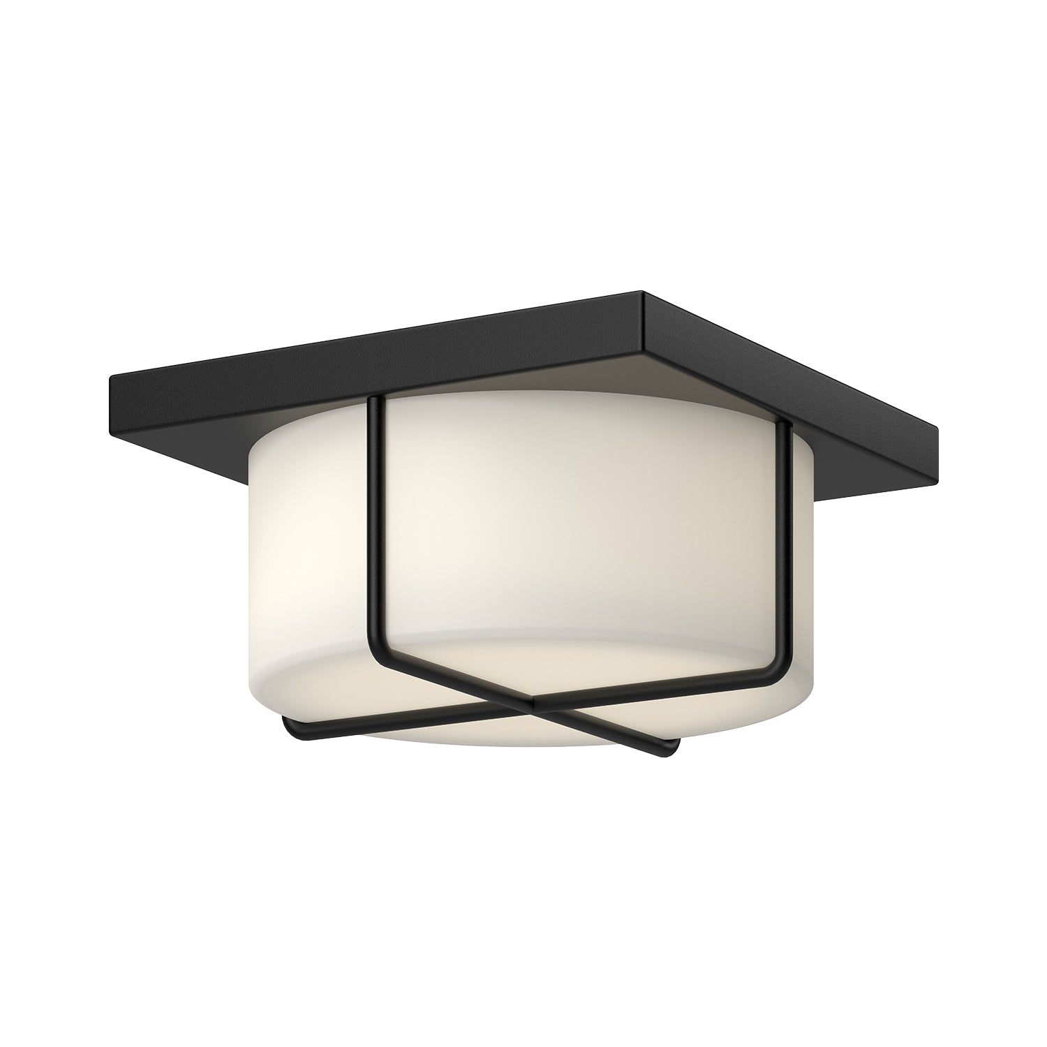Regalo LED Flush Mount in Black/Opal Glass Finish | Kuzco Lighting