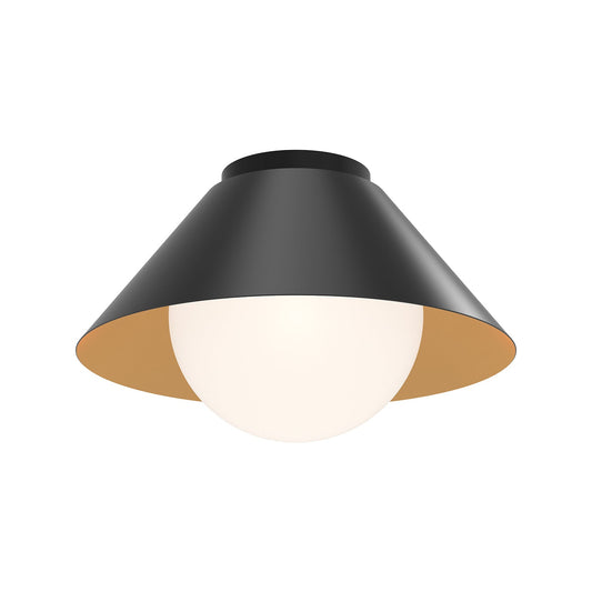 Remy 14-in Matte Black/Opal Glass 1 Light Flush Mount by Alora Lighting | FM485214MBOP | Alora Lighting