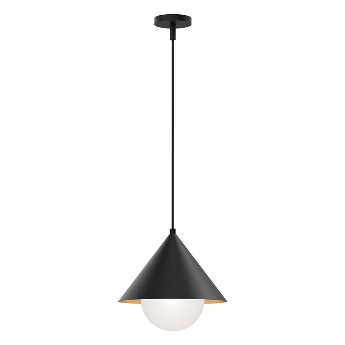 Remy 14-in Matte Black/Opal Glass 1 Light Pendant by Alora Lighting | PD485214MBOP | Alora Lighting